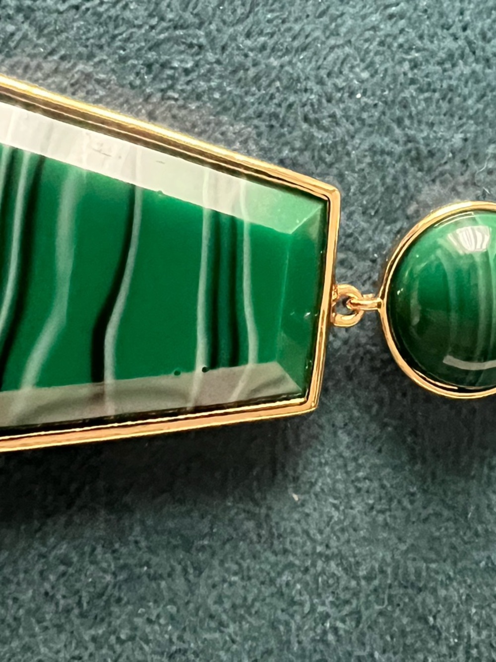 Ann Taylor Green Malachite-Style Gold Drop Necklace - Women Jewelry